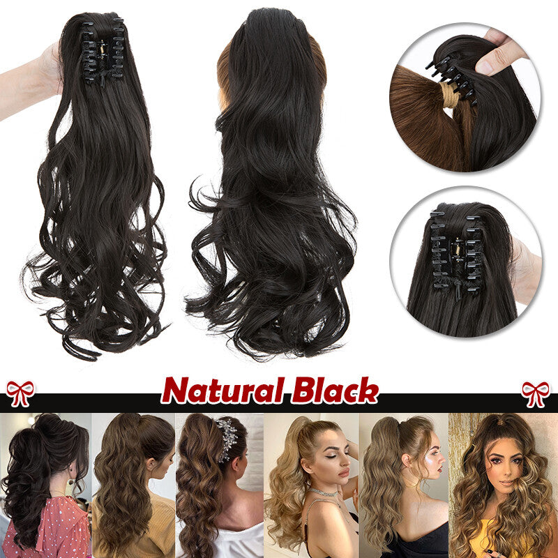 30-Inch Fluffy Ponytail Hair Extension with Claw Clip - Straight & Wave Styles