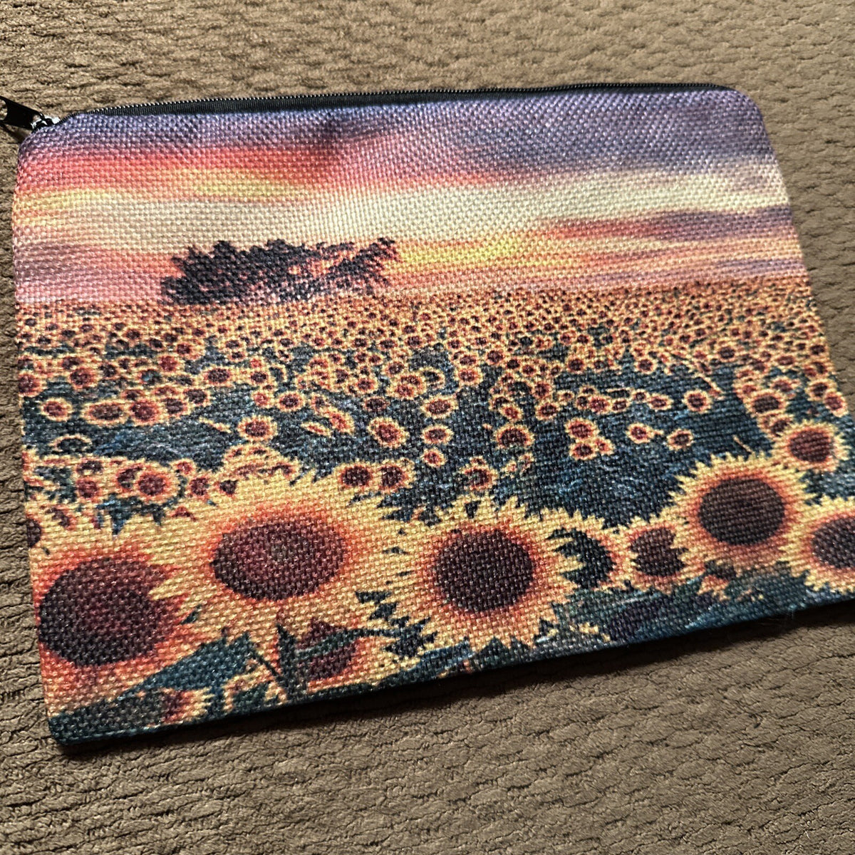 Colorful Sunflowers Fabric Makeup Bag Water Resistant Gift-Ready