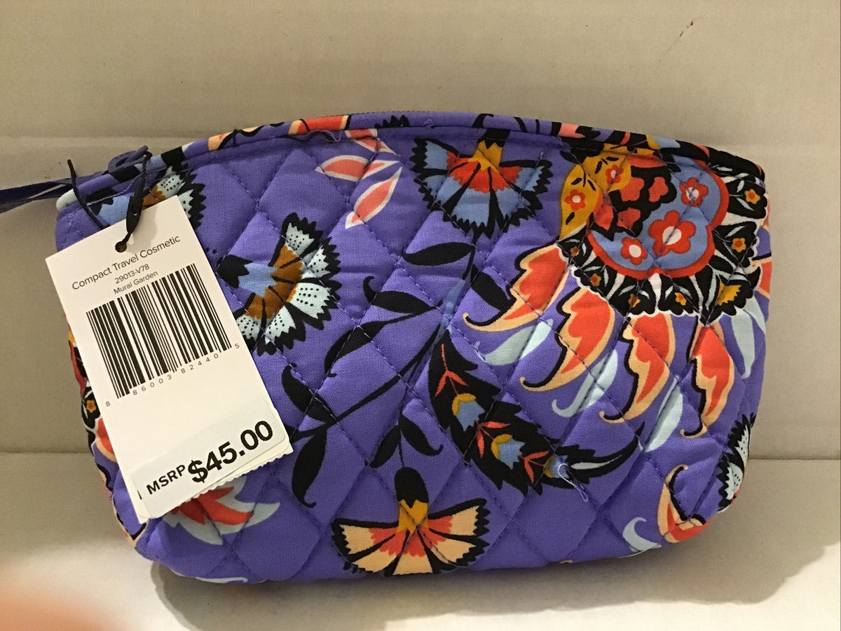 Vera Bradley Mural Garden Compact Travel Cosmetic Bag - New