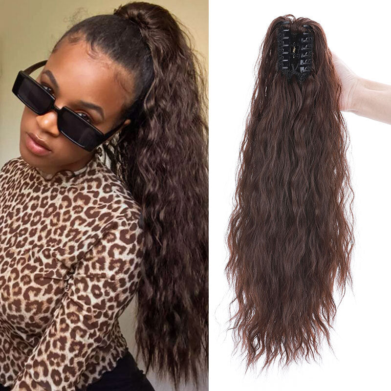 26-Inch Real Human Hair Ponytail Extension with Claw Clip - Thick Hairpiece
