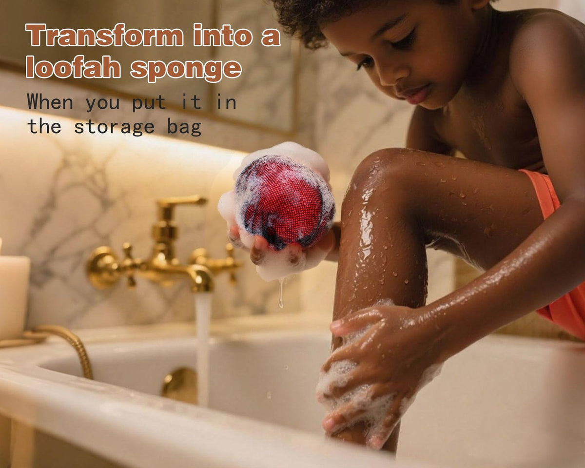 2 Pack African Net Sponge - Exfoliating Bath Loofah for All Skin Types