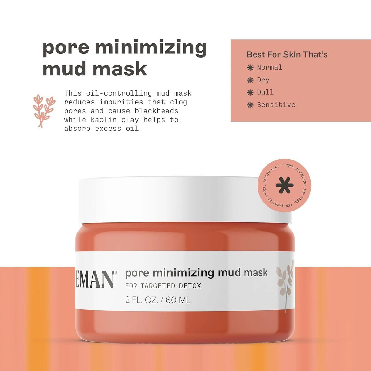Pore Minimizing Clay Face Mask for Oily Skin - 2 oz
