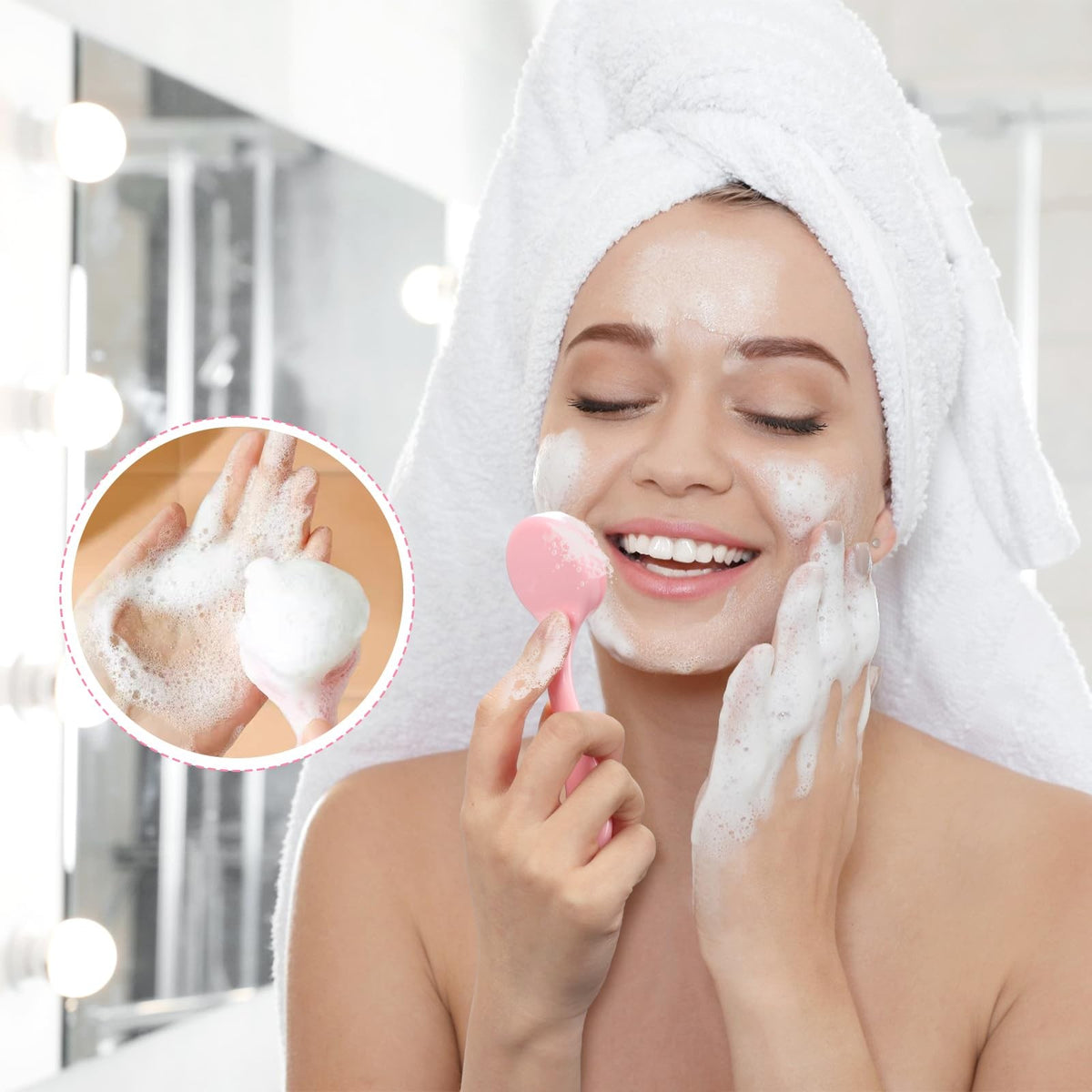Silicone Facial Cleansing Brush 2 Pack - Pink & Blue Skin Care Tools