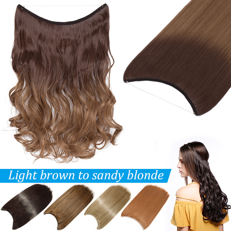 Invisible Wire Hair Extension Headband - Adjustable Wavy 20 Inches