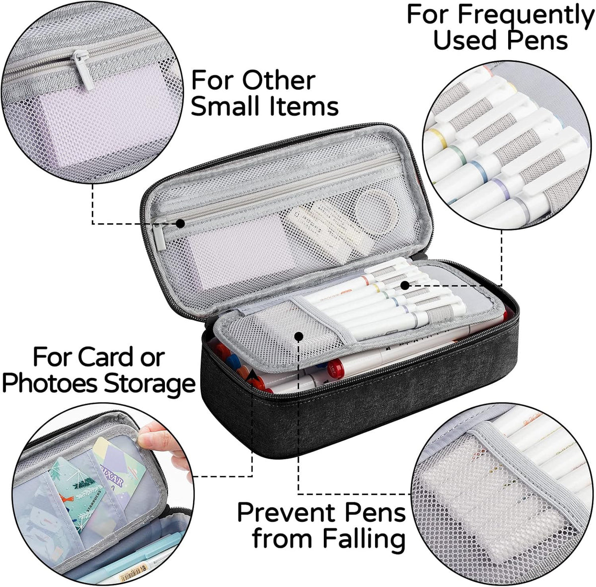 Large Pencil Case Organizer with Multiple Compartments for School Supplies
