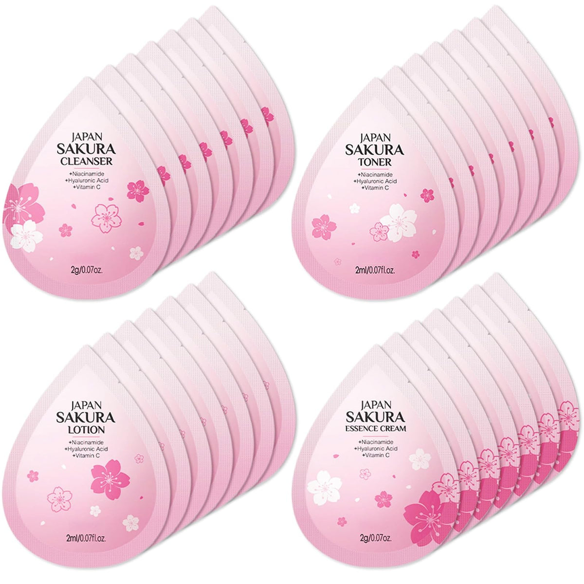 Travel Skincare Set - 28pcs Mini Cherry & Sakura Face Care Kit for On-the-Go