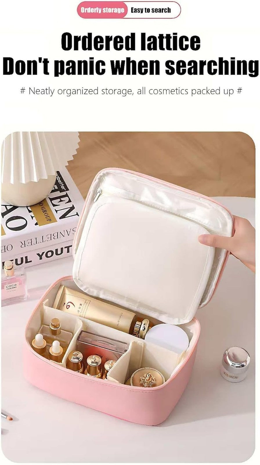 Travel Makeup Bag Organizer for Women & Girls - Cute Cartoon Cosmetic Case