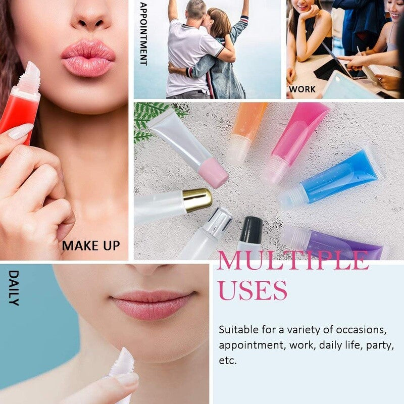 6Pcs Clear Lip Gloss Tubes Set - Empty Refillable Squeeze Containers, 10ml