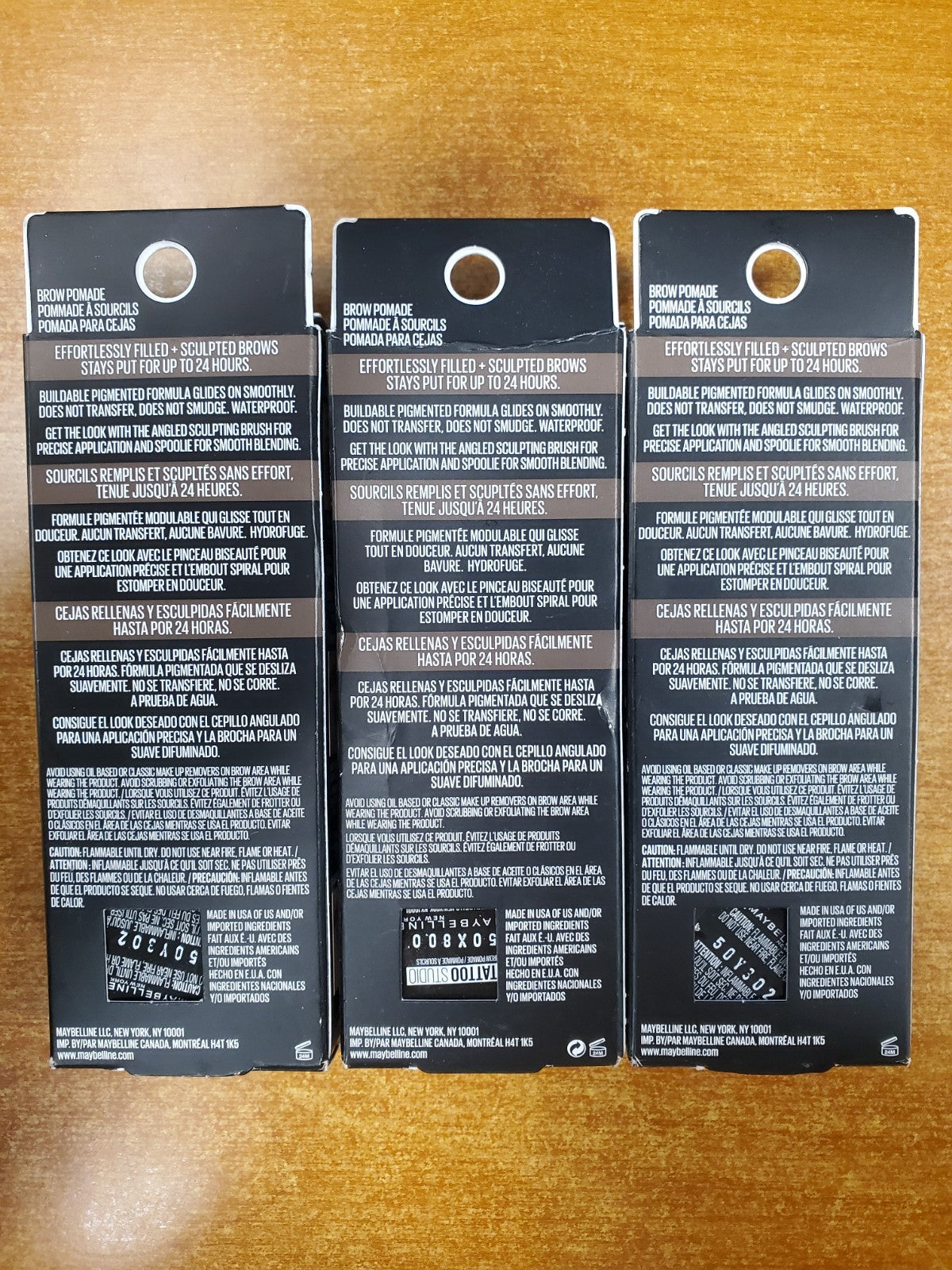 3 Pack Waterproof Brow Pomade - Ash Brown, Long-Lasting & Smudge-Proof