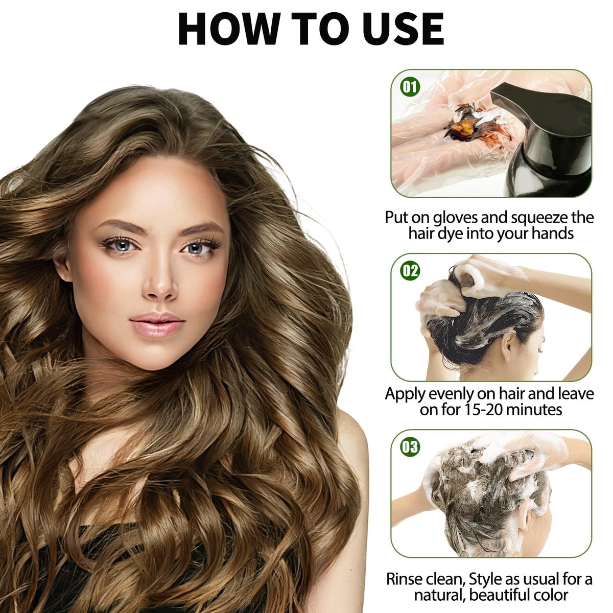 Light Brown Hair Dye Shampoo - Full Gray Coverage & Nourishing Botanicals