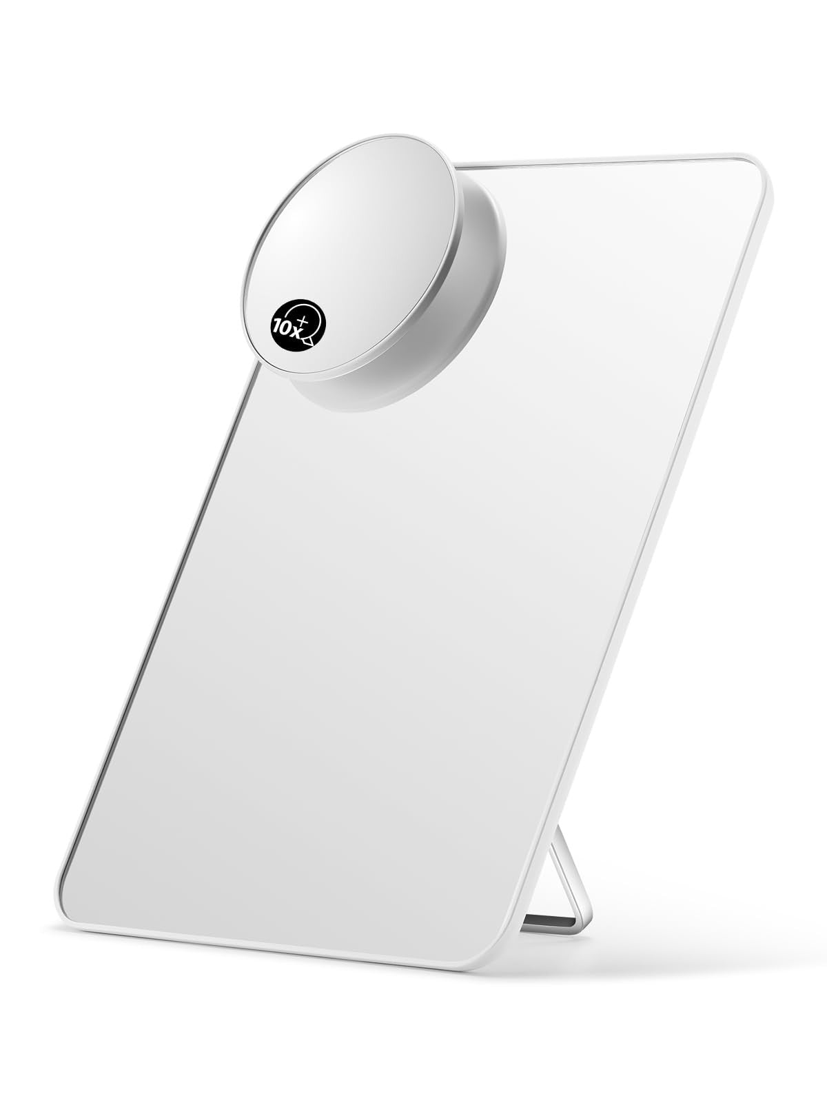 Desk Makeup Mirror with 10X Magnifier and Adjustable Stand - White