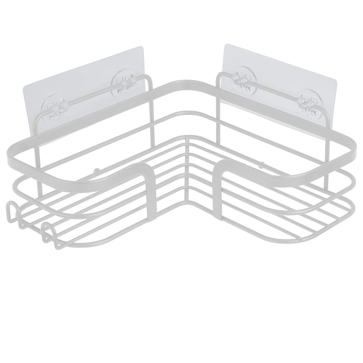Adhesive Corner Shower Shelf Set - White, Rust-Proof Wall Mount Bathroom Caddy