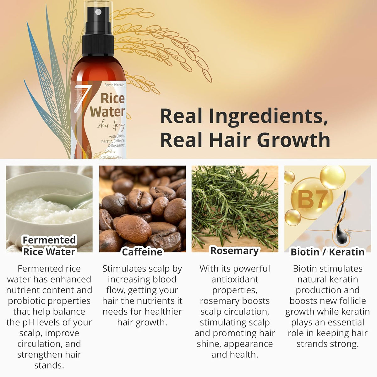 Fermented Rice Water Hair Growth Spray with Rosemary & Biotin