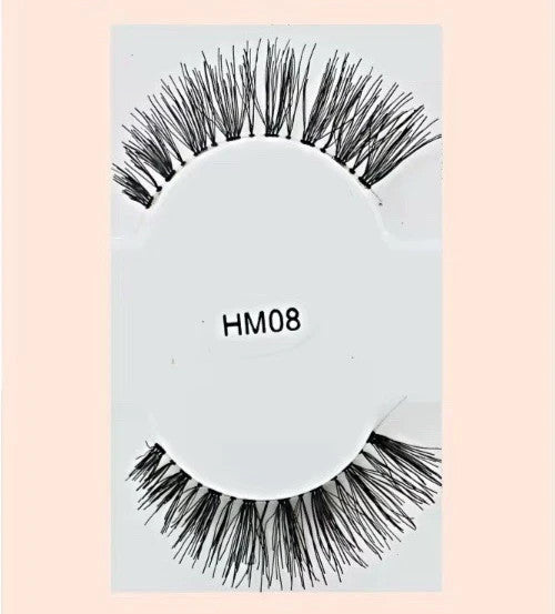 2 Pairs Natural-Look Human Hair False Black Eyelashes #HM08