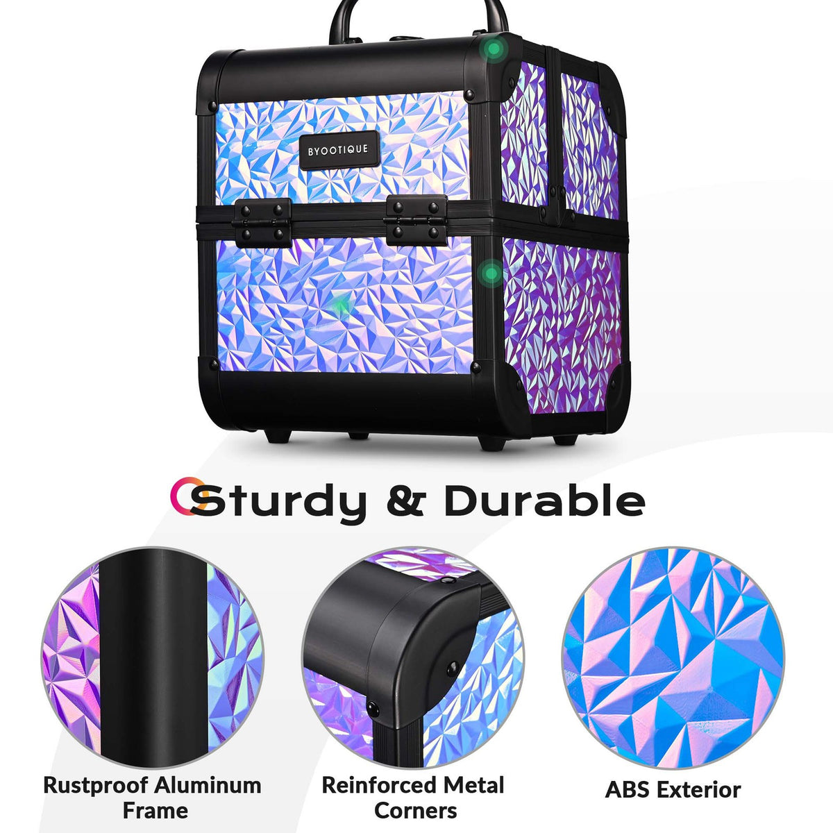 Mermaid Purple Makeup Train Case with Extendable Trays & Mirror