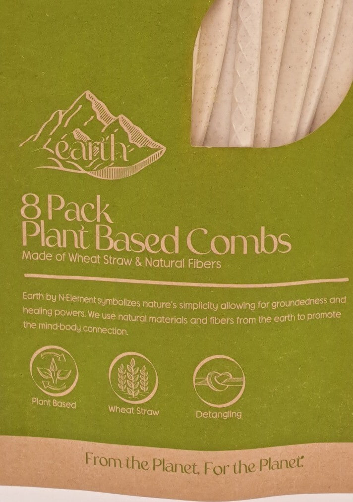 Plant-Based Combs Pack of 8 - Natural Wheat Straw Hair Grooming Tools