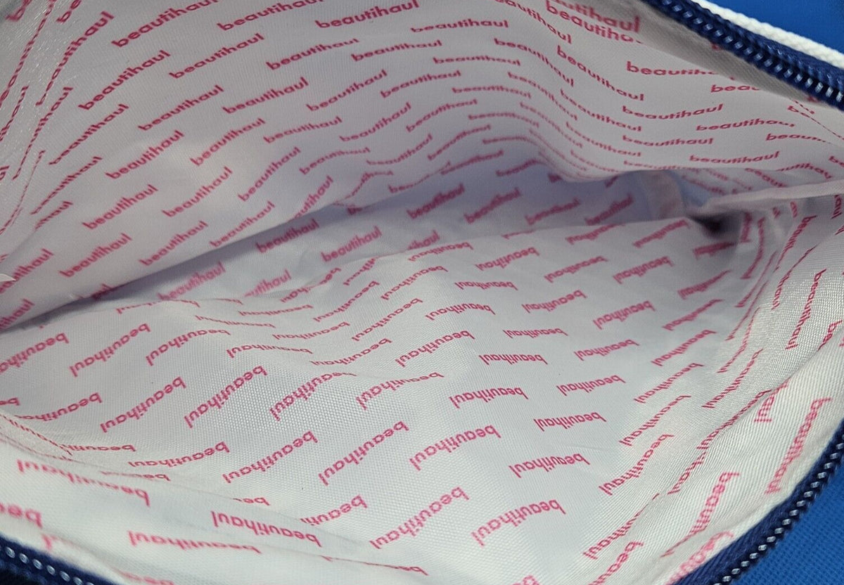 Beauty Makeup Bag Pouch - Blue & Pink Magenta Stripe Case
