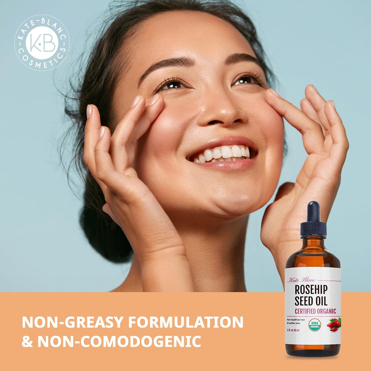 Organic Rosehip Seed Oil for Face & Skin - 1oz Cold Pressed Nourishing Oil