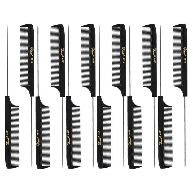 Black Weaving & Foiling Fine Rattail Comb - 8.5 Inch Pack of 12