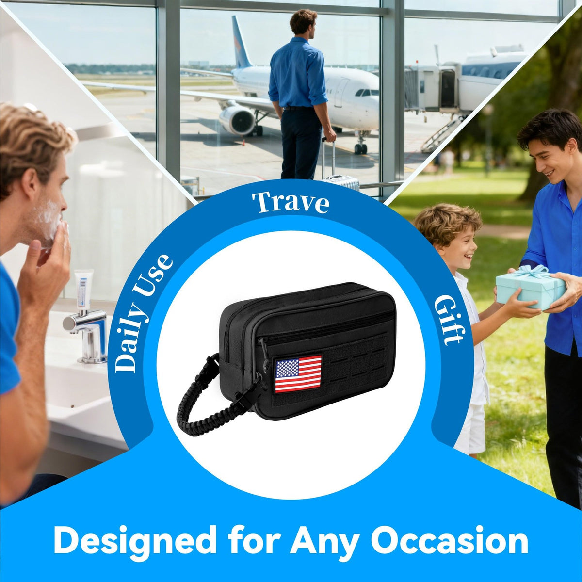 Men's Travel Toiletry Bag with Wet Dry Separation Waterproof Organizer
