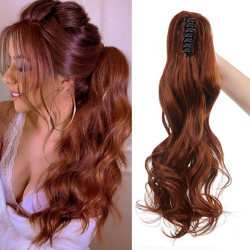 26-Inch Real Human Hair Ponytail Extension with Claw Clip - Thick Hairpiece