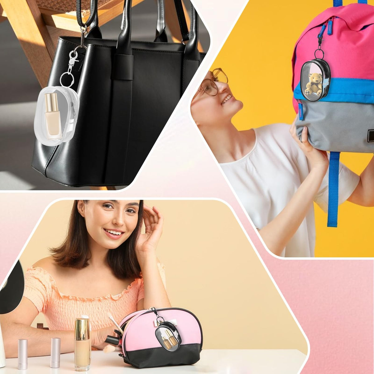Small Clear Makeup Bag with Zipper - 2 Pack, Travel Cosmetic Organizer