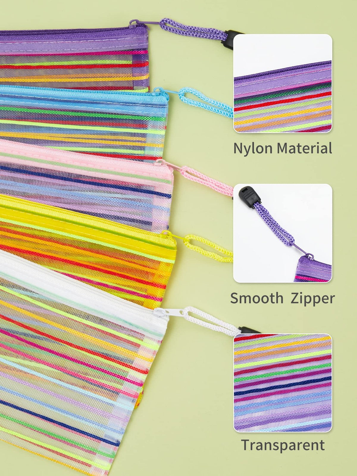 40 Pack Mesh Zipper Pouches for Travel, School & Cosmetics Storage