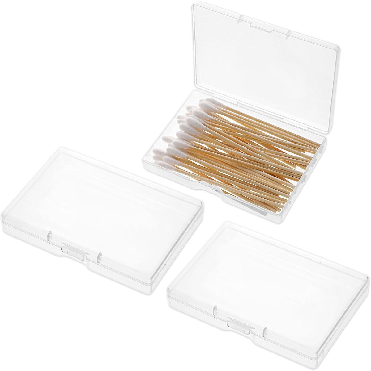 Portable Clear Plastic Organizer for Cotton Pads, Swabs & Makeup Tools - 3 Pack