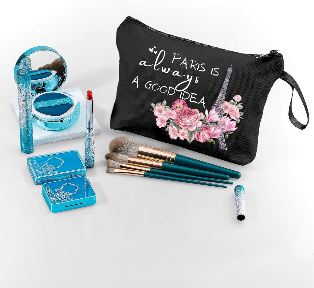 Travel Makeup Bag - Large Paris-Inspired Cosmetic Organizer for Women