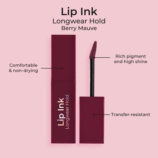 Longwear Lip Ink - Berry Mauve, Smudge-Resistant & Vibrant Finish