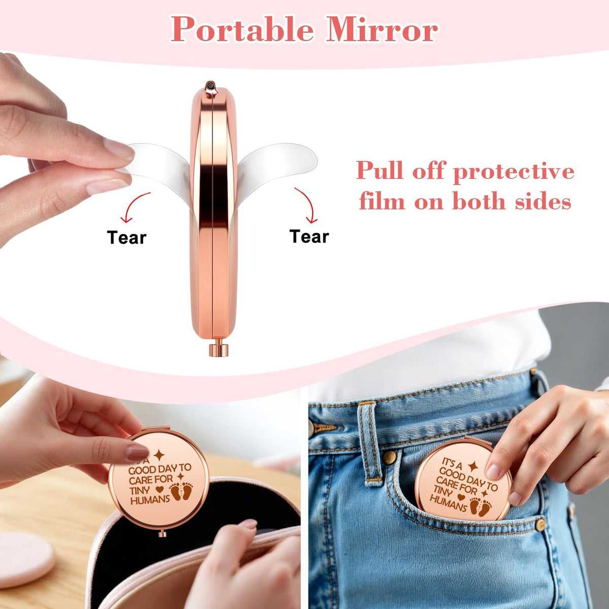 Teacher Appreciation Compact Mirror - Kindergarten & Daycare Gift for Women