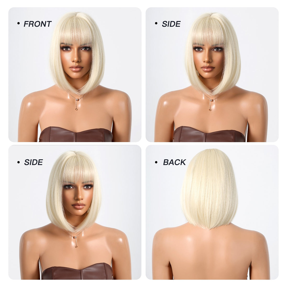 Heat Resistant Blonde Bob Wig with Bangs, Natural Straight Style