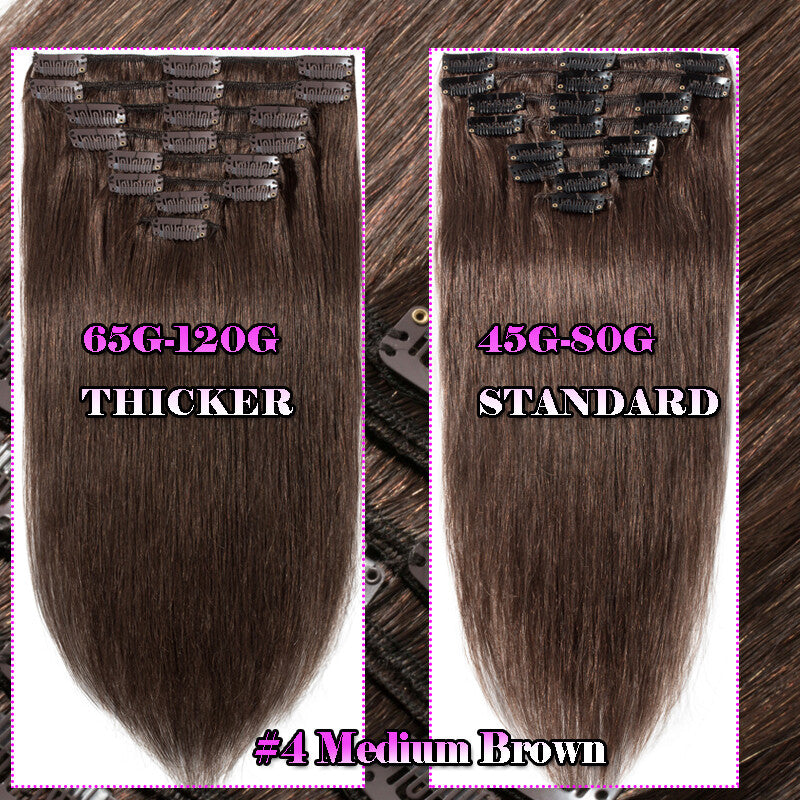 8pcs Clip-In Remy Human Hair Extensions Full Head - Brown Blonde Ombre