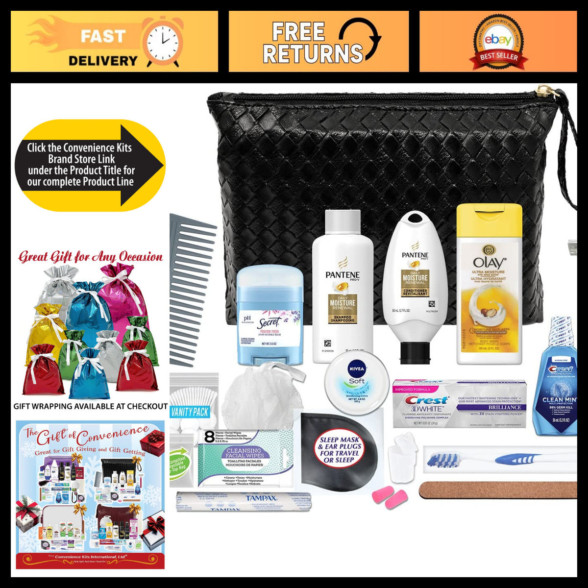 20-Piece Travel Toiletry Kit with Clear Organizer Bag - TSA Compliant