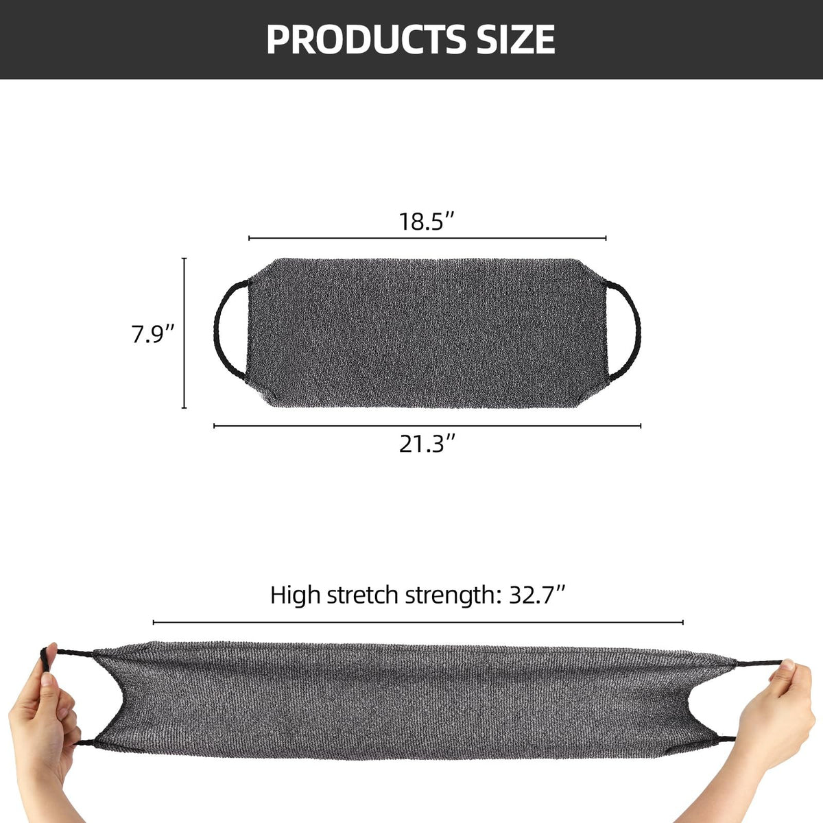 2Pcs Exfoliating Back Scrubber with Handles Body Towel Gray, Gray