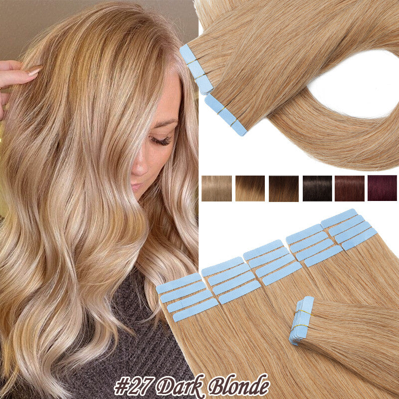 Full Head Skin Weft Tape-In Hair Extensions - Remy Human Hair, Thick & Natural