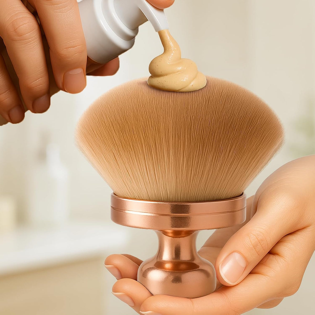 Self Tanner Brush - Round Dome Applicator for Face & Body, Soft Synthetic Bristles