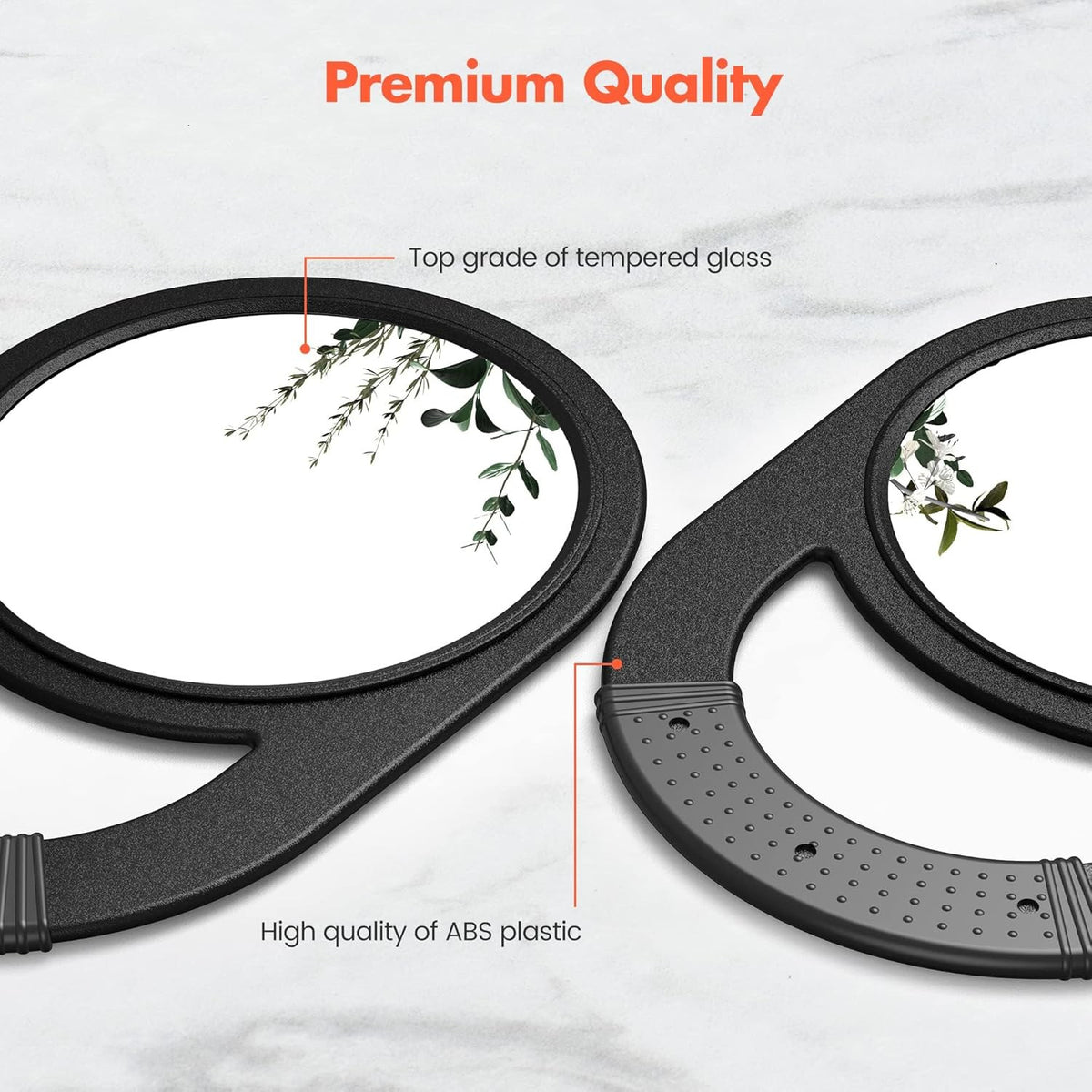 Unbreakable Hand Mirror with Handle for Salon & Barber Use - Durable, Anti-slip Grip