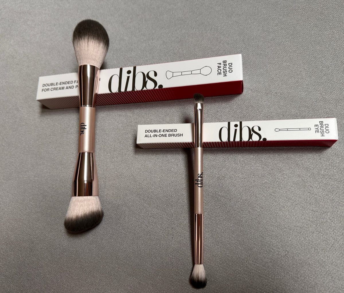 Double-Ended Face and Eye Makeup Brush Set - Professional 2-Piece Bundle
