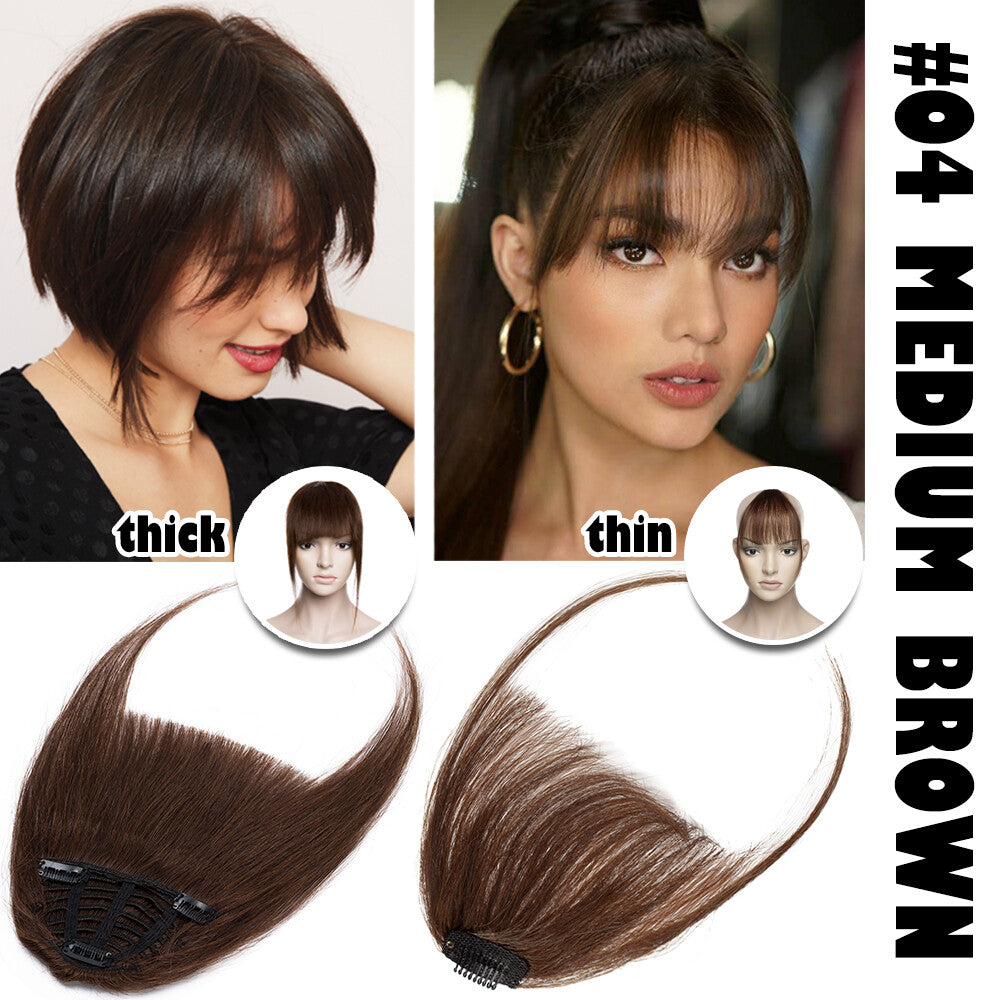 Clip-In Thick Fringe Bang Hair Extensions for Women - Remy Human Hair