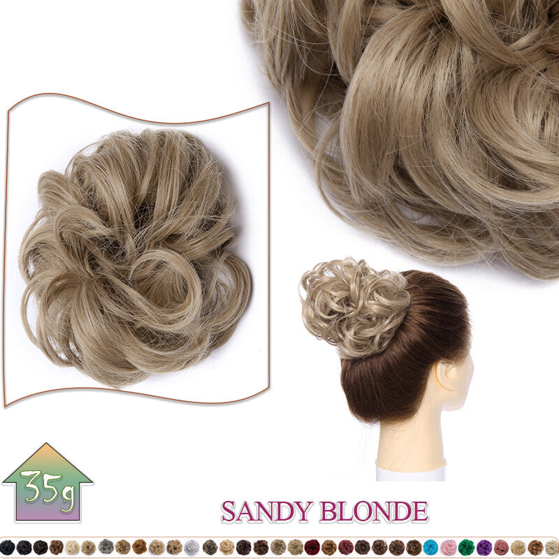 Curly Messy Bun Hair Extension Scrunchie Natural Updo Thick Human Hair