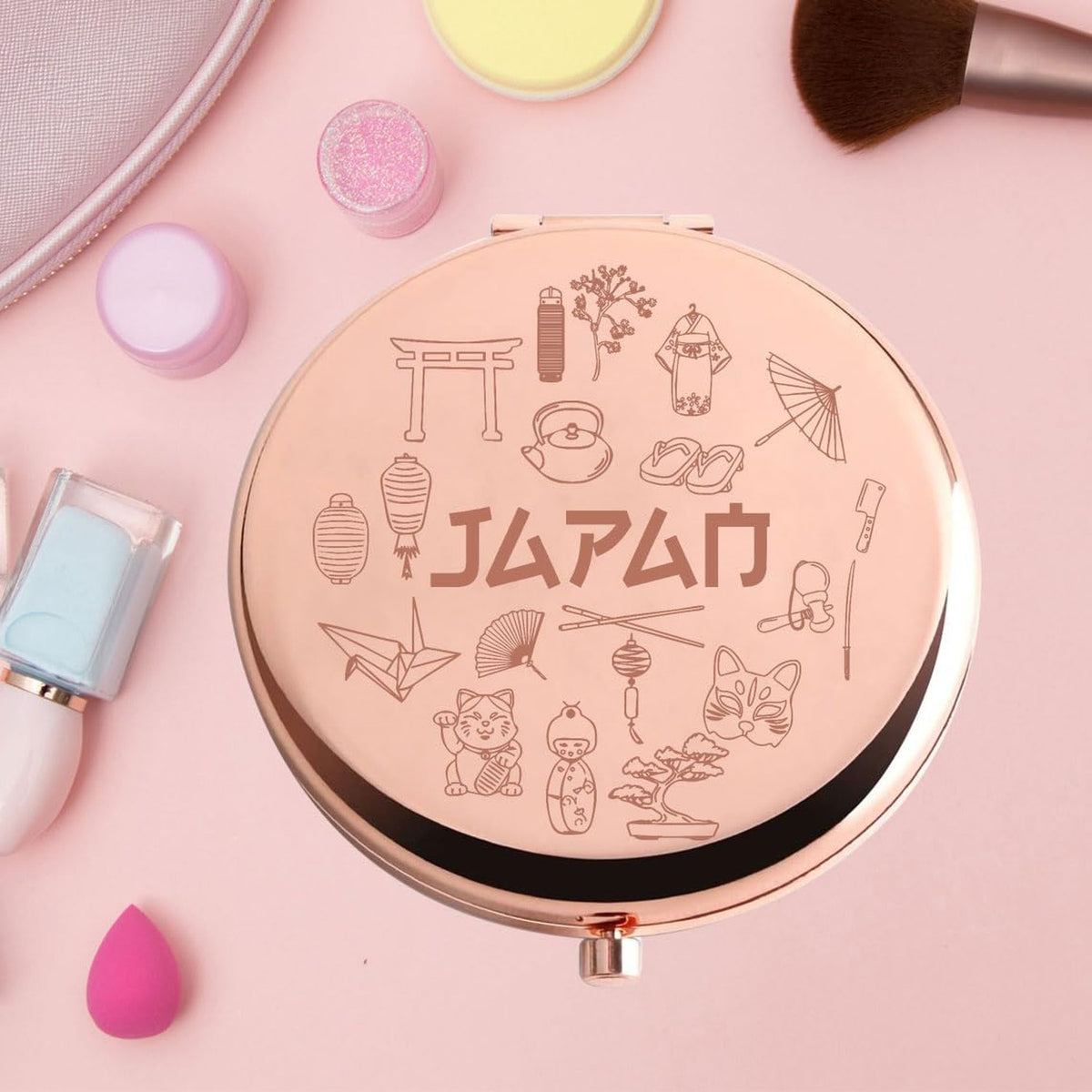 Travel Pocket Mirror - Compact Stainless Steel Makeup Mirror for On-the-Go
