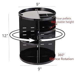 Rotating Makeup Organizer with Adjustable Layers - Vanity Storage, 360 Spin