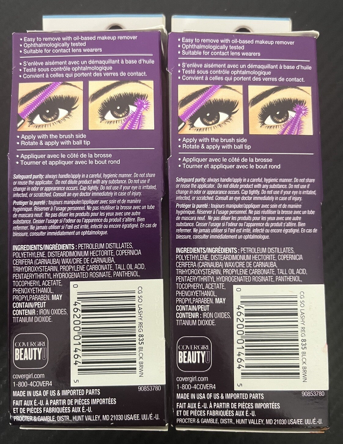 2-Pack Waterproof Mascara for Bold Lashes - Black Brown #835