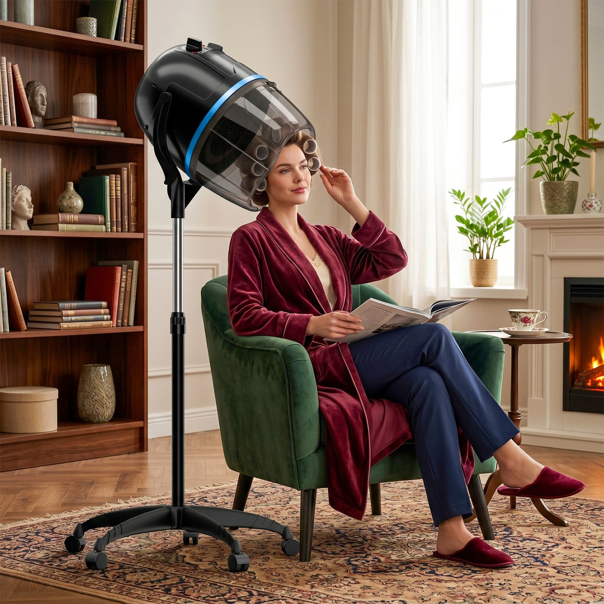 Professional 1300W Hooded Hair Dryer Stand Up Bonnet Dryer with Adjustable Height