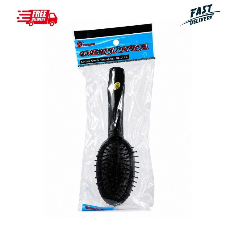 Detangling Paddle Hair Brush with Vented Cushion - Black, Salon Quality