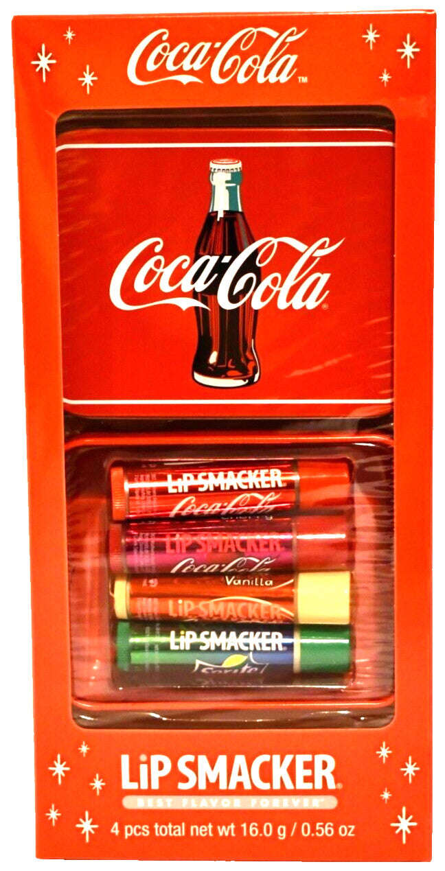 Limited Edition Coca-Cola Lip Balm Set with Collectible Tin - 4 Pack