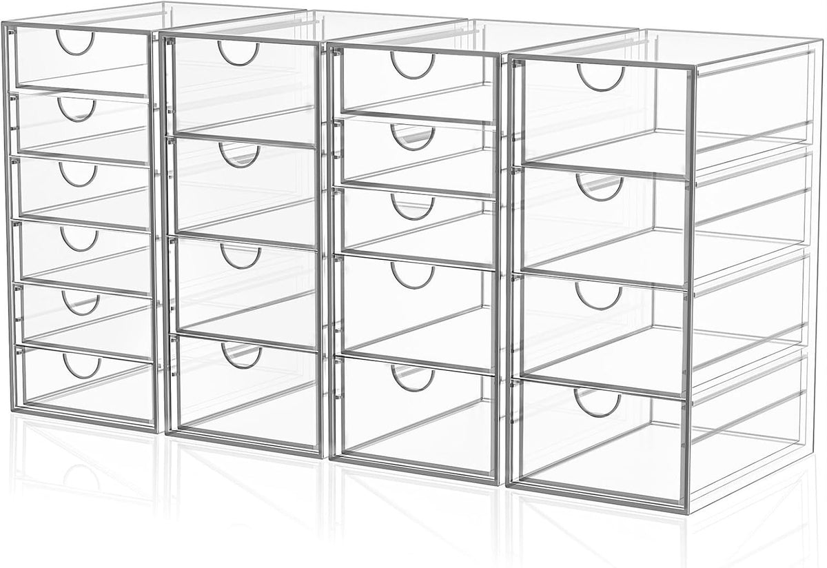 Acrylic Makeup Organizer with 19 Drawers, Multi-Use Storage Bin Set