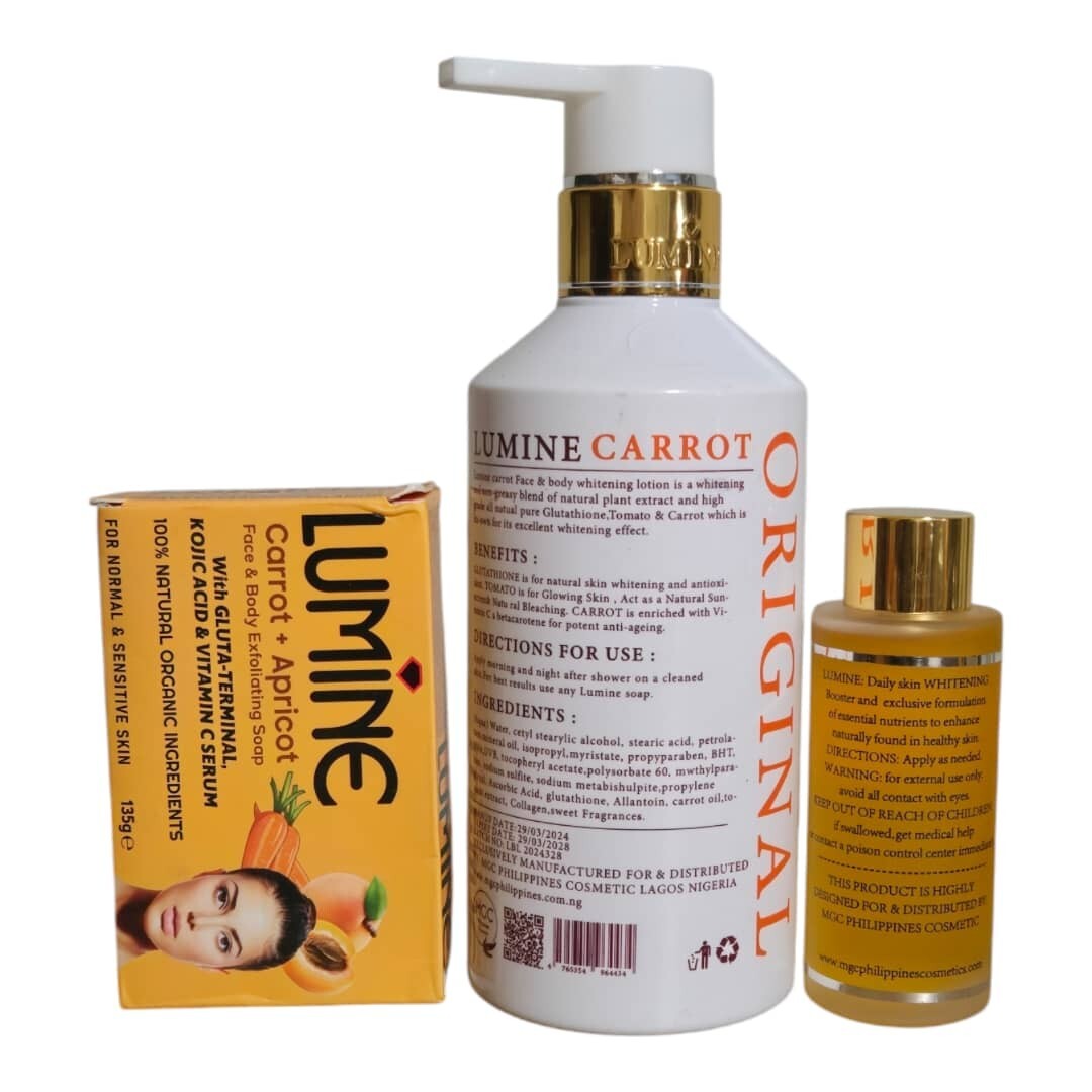 Brightening Carrot & Apricot Serum, Lotion & Exfoliating Soap Set - Hydrating Skin Care