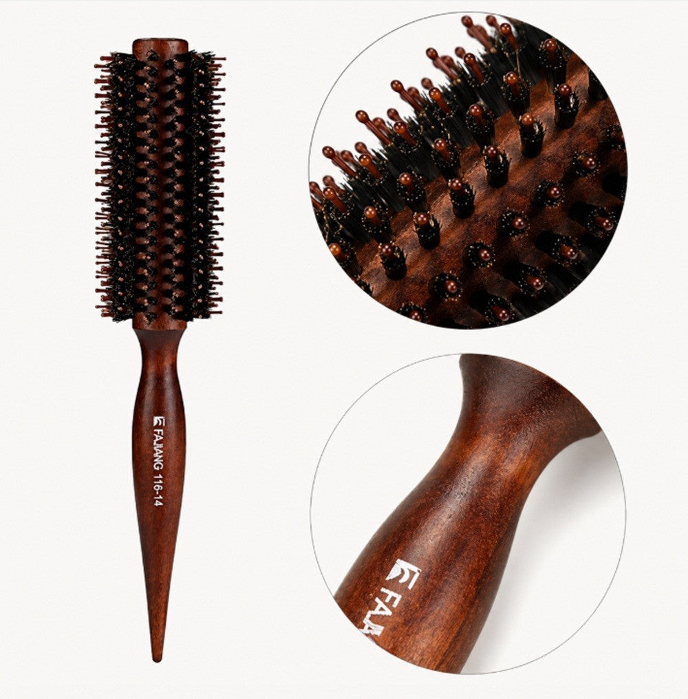 2.2 Inch Round Bristle Hair Brush with Wooden Handle for Blowouts & Styling